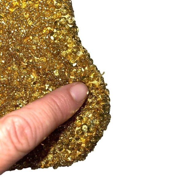 Handmade For Broadway Womens Clutch Purse Gold Beaded Vintage Rope Chain Handle - Picture 7 of 15